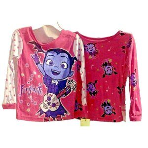 Disney  Vampirina  Girls Snug Fit Pajama Tops Toddler Size 4 Pink 2 Shirts
